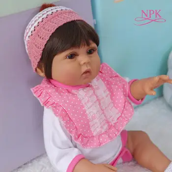 NPK 47 см цвет кожи кукла bebe Темно-коричневая возрожденная девочка кукла всего тела мягкая силиконовая реалистичная игрушка для детской ванны водонепроницаемый