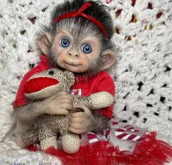 NPK 8-дюймовый набор кукол-Реборнов Анна Банана Милая обезьянка Незавершенные части куклы с телом и глазами
