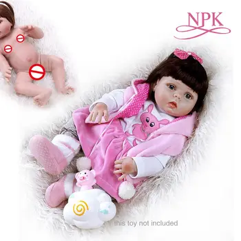 NPK56CM кукла-перерожденец для малышей, кукла-девочка, полное тело из мягкого силикона в розовом платье, кукла sweet bebe Анатомически правильная