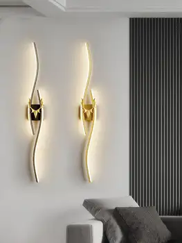 Nordic Hotel project deco Светодиодный настенный светильник в помещении с золотисто-черной светодиодной лентой, настенное бра, Освещение спальни, прикроватной тумбочки, зеркала в ванной комнате