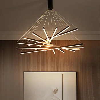 Nordic Modern Art DIY Подвесной светильник с длинной светодиодной лентой для украшения дома, гостиной, спальни, Потолочной люстры, светильников для внутреннего освещения