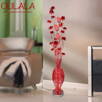 OULALA Nordic Flower Торшер Современное Искусство Красный Диван Для Гостиной Спальня Отель LED Оригинальность Декоративный Стоячий Светильник