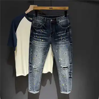 Q04834 Модные мужские джинсы 2023 Подиум Роскошный известный бренд Европейский дизайн стиль вечеринки Мужская одежда