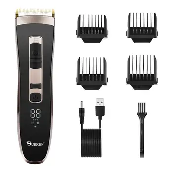 Surker Профессиональный цифровой Триммер для волос Мужские Перезаряжаемые Электрические Щипцы для стрижки Волос Беспроводной Регулируемый комплект 669