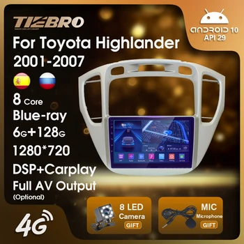TIEBRO 2DIN Android 10,0 Автомобильный Радиоприемник GPS Для Toyota Highlander 2001-2007 Мультимедийный Плеер WIFI DSP BT SWC No 2Din DVD-плеер