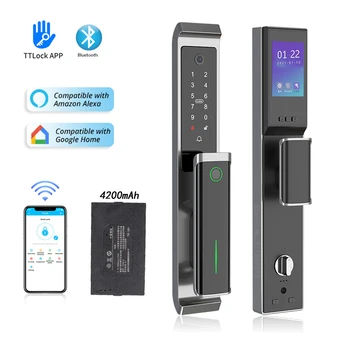 TTlock Smart Lock Электронный дверной замок с отпечатком пальца Интеллектуальный цифровой биометрический код с глазком камеры Полностью автоматическая блокировка