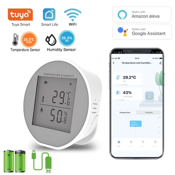 Tuya Smart WIFI Датчик Температуры И Влажности, Гигрометр Для помещений, Термометр С ЖК-Дисплеем, Поддержка питания от USB