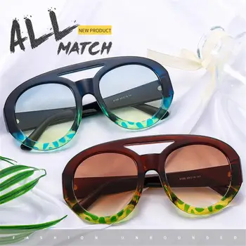 UV400 Негабаритные круглые солнцезащитные очки, Персонализированные солнцезащитные очки с двойным мостом, летние солнцезащитные очки с защитой от ультрафиолета