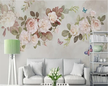 beibehang Обои в скандинавском стиле, ручная роспись, романтические цветы-бабочки, садовый диван, фон для телевизора, 3D обои