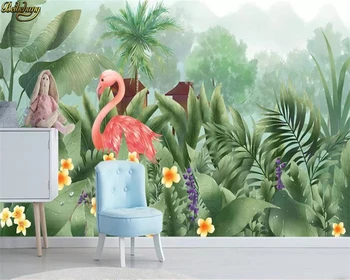 beibehang Пользовательские 3D обои фреска средневековая ручная роспись тропический лес цветы и птицы фон стены papel de parede