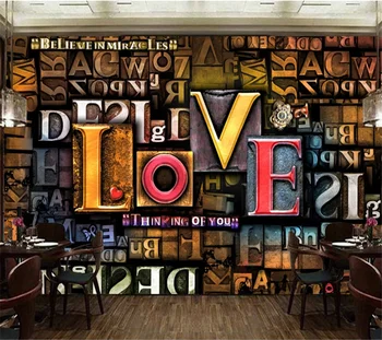 beibehang Пользовательские обои 3D буквы ретро ТВ фон стена гостиная ресторан обои отель ktv декоративная роспись 3d