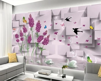 beibehang обои для стен 3 d papel de parede Теплые и красивые лавандовые 3D обои украшение дома ТВ фон стены