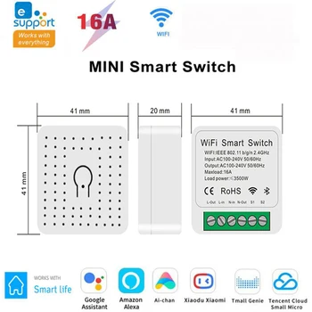 eWeLink 16A Mini Wifi Smart Switch Light 2-Полосный Модуль Включения-Выключения Голосового Приложения Синхронизации Беспроводной Пульт Дистанционного Управления Для Google Home Alexa