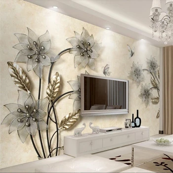 wellyu Индивидуальные большие фрески модные украшения для дома 3D трехмерная текстура золотые украшения цветок ТВ фоновая стена
