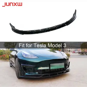 АБС-карбоновый вид/Глянцевый черный спойлер переднего бампера для Tesla Model 3, защита подбородка для стайлинга автомобилей, 3 шт./компл.