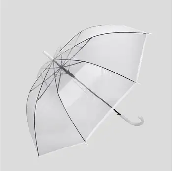 Автоматический прозрачный зонт оптом с фабрики, может печатать логотип, рекламный зонтик для детей-студентов, Прозрачный зонтик