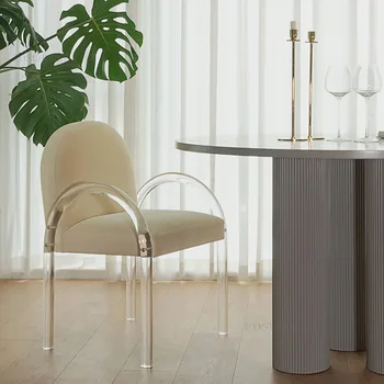 Акриловая мебель для гостиной, обеденные стулья, скандинавский дизайнер, кресло для отдыха в кофейне, кресло для спальни, офисное кресло со спинкой и подлокотниками L