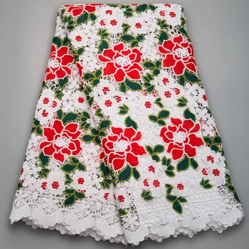 Африканская гипюровая кружевная ткань 2021 г. Высококачественный цветочный дизайн Нигерийские водорастворимые кружевные ткани для вечернего платья Y2619