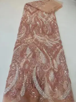 Африканская кружевная ткань с блестками 2023, Высококачественная Кружевная вышивка Жениха, Французский Тюль из бисера, кружевная ткань для вечернего шитья