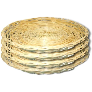 Бамбуковый держатель бумажной тарелки - 10-дюймовый круглый тканый держатель тарелки, многоразовые держатели бумажных тарелок для пикника