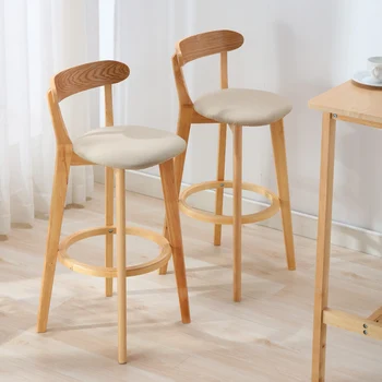 Барный стул, высокий табурет из массива дерева, современный простой барный стул, легкий барный стул с роскошной спинкой, барные столы и стулья Nordic Family