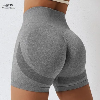 Бесшовные шорты для йоги с завышенной талией Mermaid Curve, женские шорты для фитнеса в стиле хип-хоп, обтягивающие живот, велосипедные спортивные шорты 6960