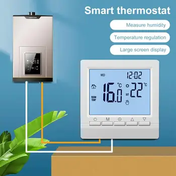 Бытовой термостат Smart с подсветкой, ЖК-дисплей с большим экраном, Настенный Регулятор температуры комнатного отопления, Товары для дома