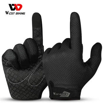 Велосипедные перчатки WEST BIKING, противоскользящий коврик, Мотоциклетные перчатки для горного велосипеда, перчатки для шоссейного велосипеда, перчатки для бега, спортивные велосипедные перчатки