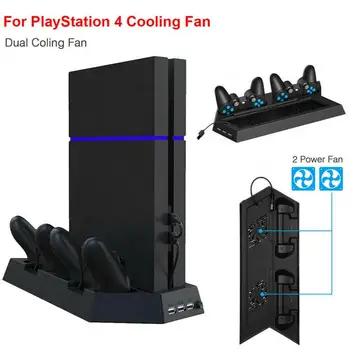Вентилятор охлаждения PS4, вертикальная подставка, зарядное устройство для контроллера для Playstation 4 ~ США