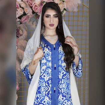 Весенне-летние новинки, традиционная повседневная одежда с цифровой печатью, турецкие платья Abaya в натуральную величину