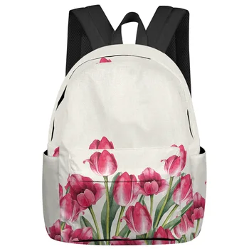 Весенний акварельный цветок Тюльпан, женские и мужские рюкзаки, Водонепроницаемый школьный рюкзак для студентов, сумки для ноутбуков Mochilas для мальчиков и девочек