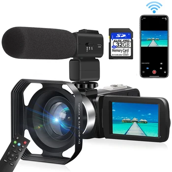 Видеокамера 4K 48MP Цифровая камера Youtube Потоковая передача с автоматической фокусировкой WIFI Веб-камеры Наружный регистратор заполняющего света Vlogging 18X