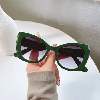 Винтажные женские солнцезащитные очки с кошачьим глазом, стильный дизайн, большие размеры Для женщин, роскошные солнцезащитные очки, популярные солнцезащитные линзы