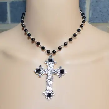 Винтажные минималистичные Ожерелья с подвесками в виде креста для женщин, подарок девушке на годовщину свадьбы Y2k, Модные украшения для шеи, Ожерелье из готических бусин
