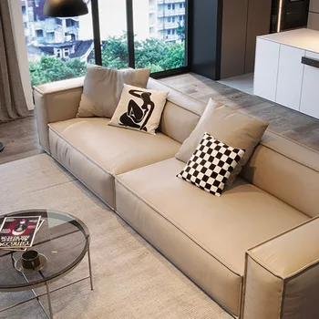 Водонепроницаемый кожаный диван для гостиной, современная бархатная подушка, Итальянский минималистичный диван Lazy Divani Da Soggiorno, Европейская мебель
