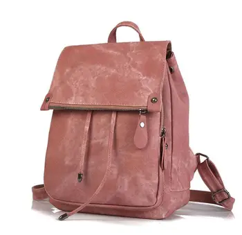 Высококачественный женский рюкзак, черный, женский из искусственной кожи, женский Новый стиль, однотонный Розовый Модный женский рюкзак для девочек