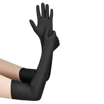Высокоэластичные солнцезащитные перчатки из спандекса для вечеринки, ночного клуба, свадебного представления, черные перчатки