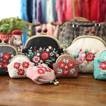 Вышивка лентами Сумки с цветами своими руками, Кошелек, сумочка, набор для вышивания крестиком для начинающих, подарки для друзей по швейному ремеслу