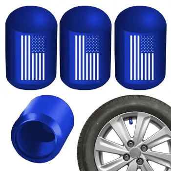 Герметичные колпачки для автомобильных шин с американским флагом, колпачки для шин для клапанов, универсальный комплект крышек для штока из 4 шт. с резиновым кольцом для легковых автомобилей и грузовиков