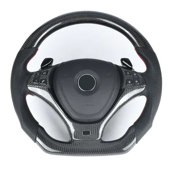 Глянцевое Рулевое колесо из настоящего углеродного волокна для BMW X6 E71, изготовленное на заказ из черной перфорированной кожи