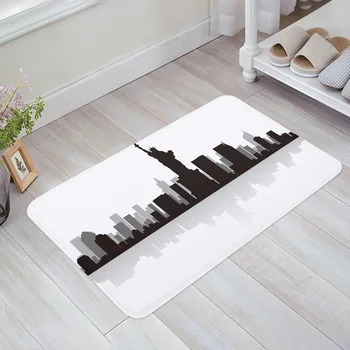 Деловой городской пейзаж Нью-Йорка, черно-белый ковер, коврик для гостиной, коврик для пола, коврик для прихожей, коврик для спальни, украшение дома