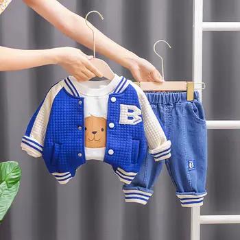 Детская бейсбольная майка-тройка для мальчиков на весну и осень, новая спортивная одежда для мальчиков, красивая детская одежда для малышей
