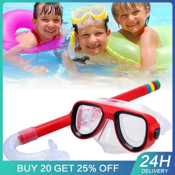 Детские очки для подводного плавания с регулируемой пряжкой, плавательные очки для подводного плавания, Силиконовые противотуманные полусухие дыхательные очки для подводного плавания