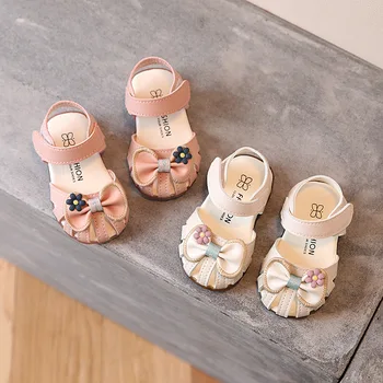 Детские сандалии для девочек, начинающих ходить, Пляжная обувь для малышей 1-2 лет, Сандалии принцессы, Дышащая обувь