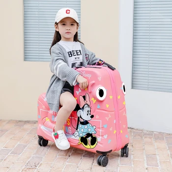 Детский багаж Disney с Микки и Минни, дорожная сумка для детей, модные мультфильмы, чехол для багажа на колесиках с паролем, дорожный чемодан на колесиках