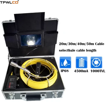 Диаметр кабеля 20-50 м, 23 мм, Водонепроницаемая камера видеонаблюдения, система оборудования для осмотра труб с 7 