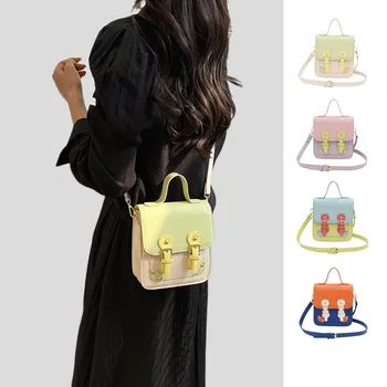 Дизайнерская сумка на одно плечо, летняя новинка 2023, красочная маленькая квадратная сумка из искусственной кожи, сумка через плечо на молнии, модная женская сумка ярких цветов