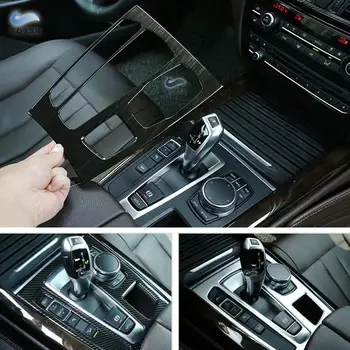 Для BMW X5 F15 2014 2015 2016 2017 ABS Текстура хрома/углеродного волокна Центральная консоль Панель переключения передач Отделка крышки