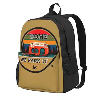 Дом там, где мы его паркуем, рюкзак для подростков, студентов колледжа, Ноутбук, дорожные сумки Campingceria Campingwithdogs Campingtrip
