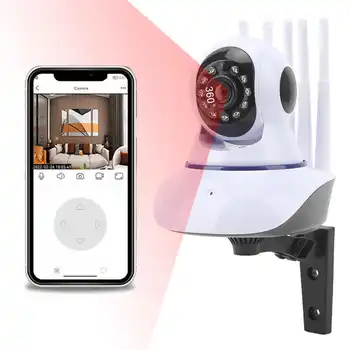 Домашняя камера видеонаблюдения с панорамной камерой на 360 градусов, поддержка двухголосового домофона/обнаружения движения/ночной функции US Plug